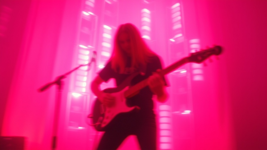 Shoegaze performance in pink lighting